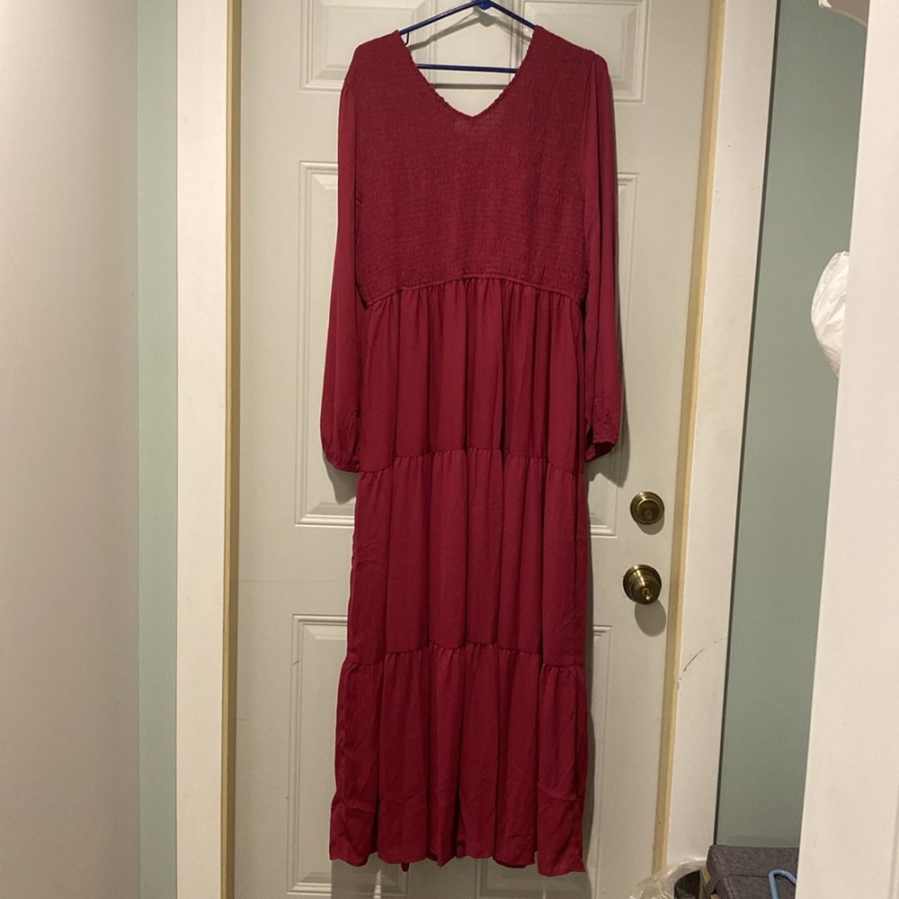 NWOT ANDREE BY UNIT Smocked Maxi Dress Size 1X - Picture 2 of 3